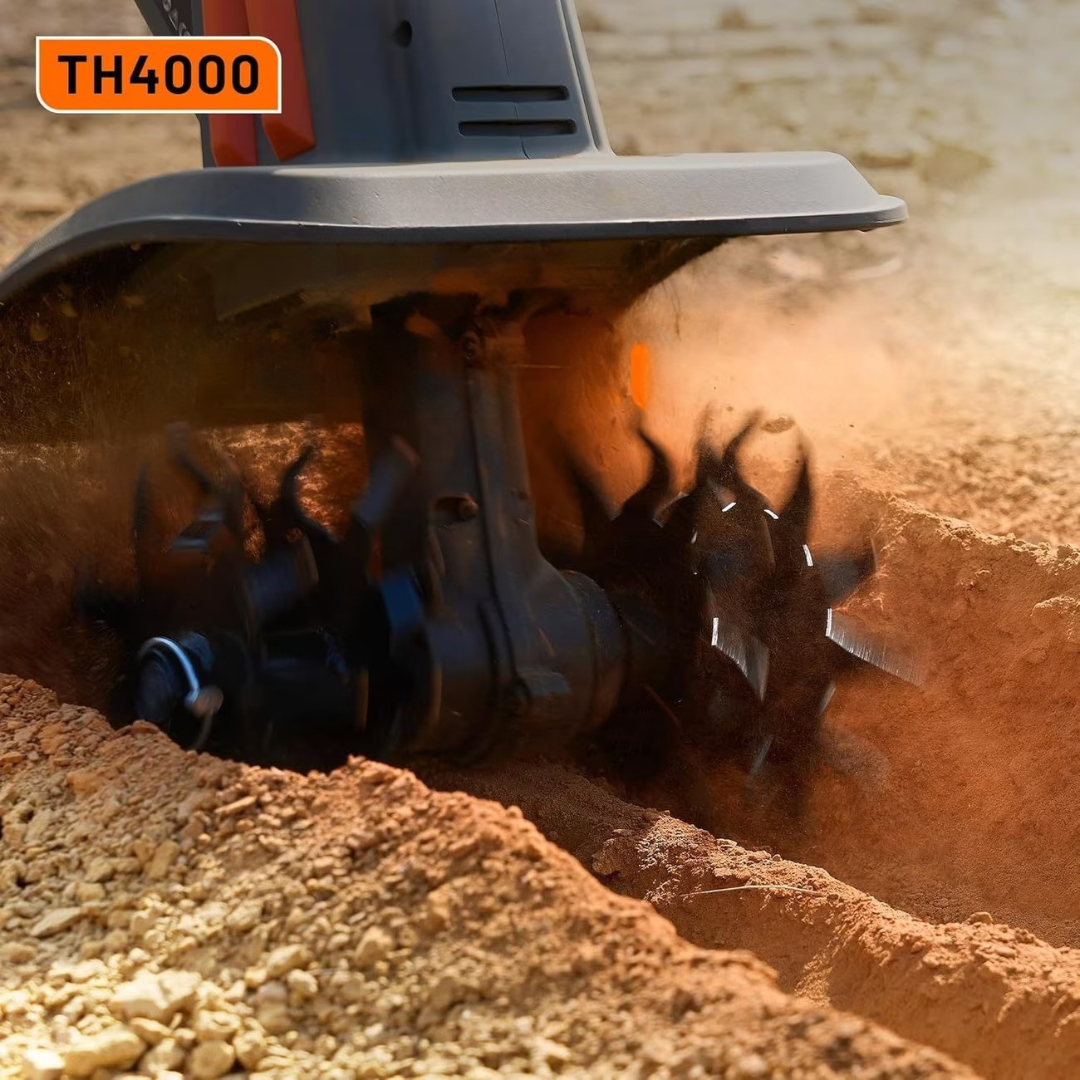 Cultivador Elétrico Terrox Sem Fio Com Lâminas de Aço Inoxidável e Bateria Dupla + BRINDE: Kit 10 Ferramentas